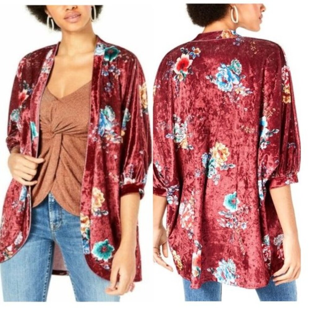 SALE. PROJECT 28 NYC Printed Crushed Velvet Kimono. S, M